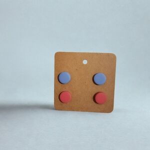 Red and Blue Stud Earrings Set